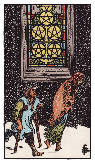 펜타클 5(Five of Pentacles) 타로카드 이미지