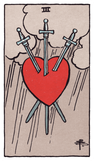 소드 3(Three of Swords) 타로카드 이미지