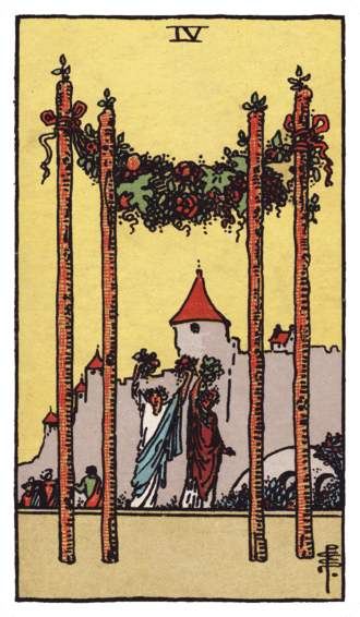 완드 4(Four of Wands) 타로카드 이미지